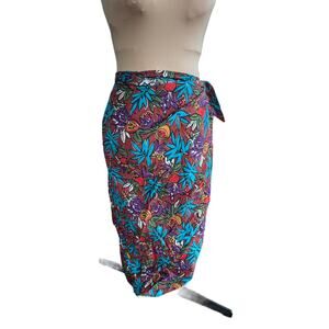 Vintage Saks Fifth Avenue Wrap Skirt Sz. 14- Colorful, Unique print, Fall, Maxi